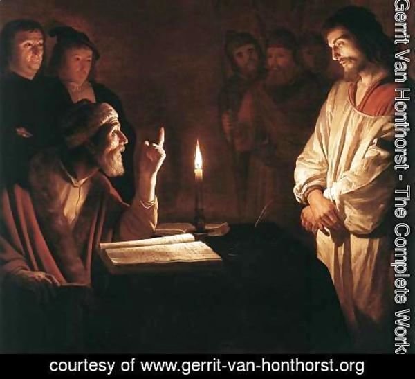 Gerrit Van Honthorst - Christ before the High Priest (detail) c. 1617