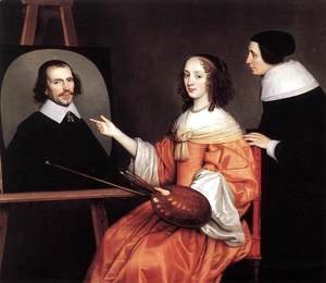 Gerrit Van Honthorst - Margareta Maria de Roodere and Her Parents 1652