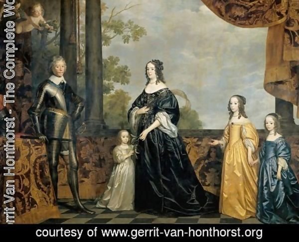 Gerrit Van Honthorst - Frederick Henry, Prince of Orange, with His Wife and Daughters